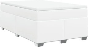 vidaXL Κρεβάτι Boxspring με Στρώμα Λευκό 120x200εκ.από Συνθετικό Δέρμα