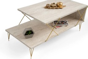 Coffee Table Loire - Gold, Travertine Travertine 
Gold