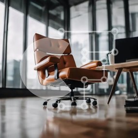 Intra Συλλεκτικό Ξύλινο Παζλ Plywood  4mm - Καφέ δερμάτινη καρέκλα γραφείου σε ανοιχτό χώρο Σε Ξύλινο Κουτί - Διαστάσεις Puzzle: 10x10 cm – 25 κομμάτια