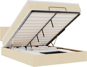 vidaXL Οθωμανικό κρεβάτι με στρώμα &amp; LEDs Cream 140x190cm Ύφασμα