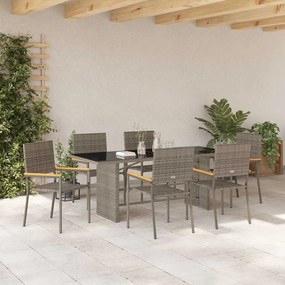 vidaXL Σέτ φαγητού για κήπο 7 pcs Γκρι συνθετικό ρατάν