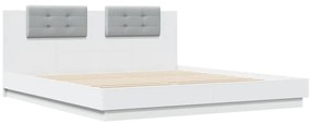 vidaXL Πλαίσιο Κρεβατιού με Κεφαλάρι Λευκό 180x200εκ. Μασίφ Επεξ. Ξύλο