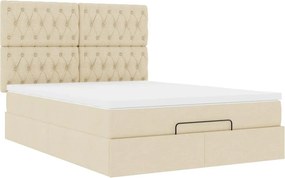 vidaXL Οθωμανικό κρεβάτι με στρώμα Cream 140x190cm ύφασμα