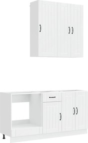 vidaXL Μονάδα κουζίνας LUCCA 5 pcs Γυαλιστερό Λευκό Επεξεργασμένο Ξύλο