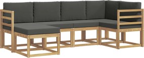 vidaXL Σειρά Καναπέ Εξωτερικού 6 pcs Άσπρο και Ανθρακί Πολυεστέρας