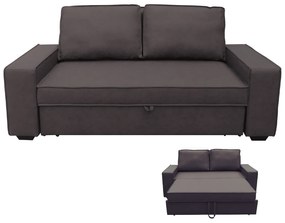 Καναπές Διθέσιος Κρεβάτι ALISON Ύφασμα Nabuk Καφέ Σκούρο 176x102x91(Κρεβ.137x190x45)cm