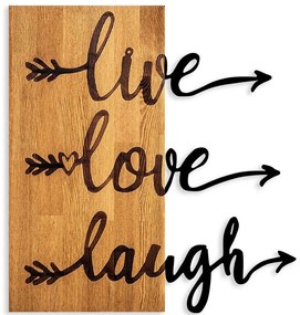 Διακοσμητικό Τοίχου Live Love Laugh 899SKL2450 55x58cm Walnut-Black Wallity Μέταλλο,Ξύλο