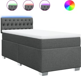 vidaXL Κρεβάτι Boxspring με Στρώμα Σκούρο Γκρι 90x200 εκ. Υφασμάτινο