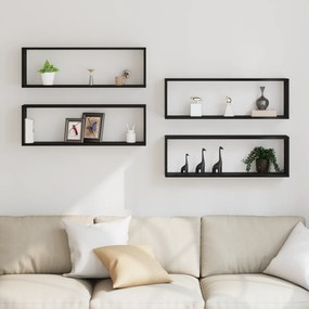 vidaXL Ράφια τοίχου 4 τεμ Μαύρο Δρύς 80x15x26 εκ. Επεξεργασμένο ξύλο
