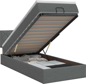 vidaXL Κρεβάτι Ottoman με στρώμα Σκούρο Γκρι 90 x 190 cm Ύφασμα
