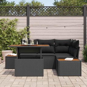 vidaXL Σετ Καναπέ Κήπου με αποθήκευση 5 pcs Μαύρο Πολυ ράταν