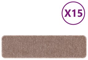 vidaXL Πατάκια Σκαλοπατιών με Λάστιχο Φωτεινό Καφέ 20x75