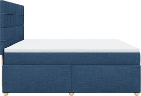 vidaXL Κρεβάτι Boxspring με Στρώμα Μπλε 200x200 εκ. Υφασμάτινο