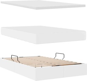 vidaXL Κρεβάτι Αποθήκης με στρώμα Λευκό 120 x 190 cm Τεχνητό Δέρμα