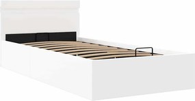 vidaXL Πλαίσιο Κρεβατιού Αποθ. Χώρο/LED Μαύρο 90x200 εκ. Δερματίνη