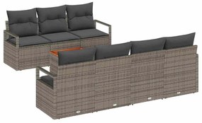 vidaXL Σετ Καναπέ Κήπου με μαξιλάρι 7 pcs Γκρι συνθετικό ρατάν