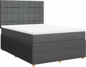 vidaXL Κρεβάτι Boxspring με Στρώμα Σκούρο Γκρι 140x200 εκ Υφασμάτινο