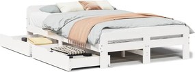 vidaXL Σκελετός Κρεβ. Χωρίς Στρώμα Λευκό 135x190 εκ Μασίφ Πεύκο