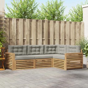 vidaXL Σειρά Καναπέ Εξωτερικού 4 pcs Λευκό και Ανοιχτό Γκρι
