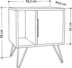 Κομοδίνο Glynn Megapap χρώμα λευκό 50,2x44,6x60εκ.