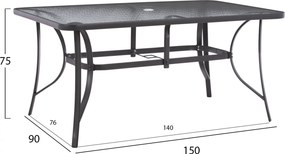 ΣΕΤ ΤΡΑΠΕΖΑΡΙΑ 7ΤΜΧ ΤΡΑΠΕΖΙ BRUNO 150X90 ΜΕ ΠΟΛΥΘΡΟΝΕΣ ENDIKA ΓΚΡΙ HM11475