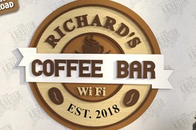 Σετ των 2 Intra απο ξύλο plywood 3mm-4mm πάχος - Coffee Bar Sign Laser Cut | Καφενείο Δίασταση 30x20 cm INTRAFABR-123430561