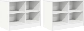 vidaXL Ντουλάπι κρεβατιού με ράφι 2 τεμ. Λευκό 66 x 33 x 48 εκ.