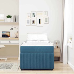 vidaXL Σκελετός Κρεβατιού με στρώμα Μπλε 80 x 200 cm ύφασμα