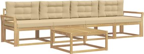 vidaXL Σειρά Καναπέ Εξωτερικού με μαξιλάρι 4 pcs Λευκό και Μπεζ