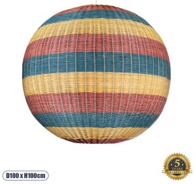 02064 GloboStar® GLOBOSTAR® CABALLEROS 02064 Boho Κρεμαστό Φωτιστικό Οροφής με Ντουί 1 x E27 AC 220-240V IP20 - Πολύχρωμο - Μ100 x Π100 x Υ100cm