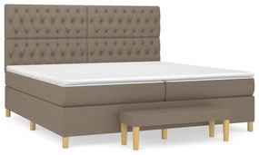 Κρεβάτι Boxspring με Στρώμα Taupe 200x200 εκ. Υφασμάτινο - Μπεζ-Γκρι