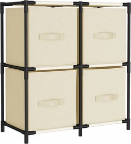 vidaXL Ντουλάπι με 4 Υφασμάτινα Καλάθια Κρεμ 63x30x71 εκ. από Ατσάλι