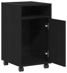vidaXL Κομοδίνο με Ρόδες Μαύρο Δρυς 33x38x60 εκ Ξύλο