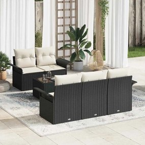 vidaXL Σετ Καναπέ Κήπου με μαξιλάρι 6 pcs Μαύρο, Κρέμα 55 x 55 x 37 εκ