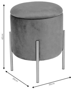 Σκαμπό Creativity βελούδο γκρι-χρυσό Φ35x42εκ 35x35x42 εκ.