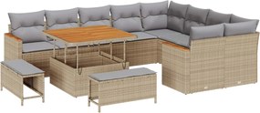 vidaXL Σετ Καναπέ Κήπου 12 pcs Μπεζ συνθετικό ρατάν