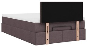 Οθωμανικό κρεβάτι με στρώμα &amp; LEDs Σκούρο καφέ 120x190cm ύφασμα 3312211