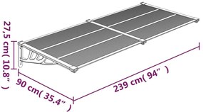 Στέγαστρο Πόρτας Μαύρο 239x90 εκ. από Πολυκαρβονικό - Μαύρο