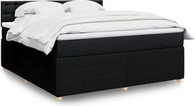vidaXL Κρεβάτι Boxspring με Στρώμα Μαύρο 180x200 εκ. Υφασμάτινο
