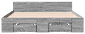 vidaXL Πλαίσιο Κρεβατιού με Συρτάρια Γκρι Sonoma 150x200εκ. Επεξ. Ξύλο