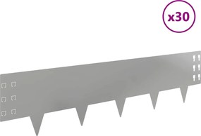 vidaXL Περίγραμμα γκαζόν 30 τμχ. 100 x 25 cm Γαλβανισμένος Χάλυβας