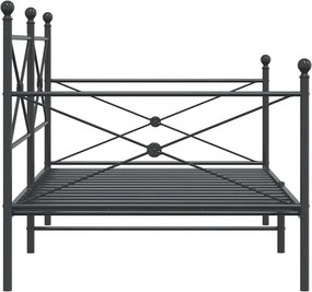 vidaXL Κρεβάτι ημέρας χωρίς στρώμα Μαύρο 107x203 cm Ατσάλι