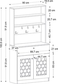 Έπιπλο κουζίνας Axel Megapap χρώμα λευκό 90x37x183,6εκ.