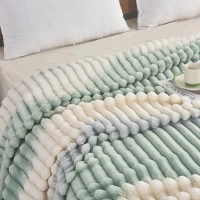 Κουβέρτα Fleece-Δίχρωμο Ριγέ Πετρόλ flc13 - 1.60x2.20