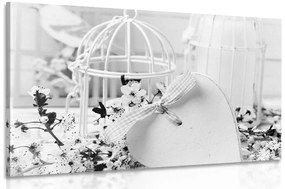 Εικόνα ρομαντικής νεκρής φύσης σε στυλ vintage σε ασπρόμαυρο σχέδιο - 120x80