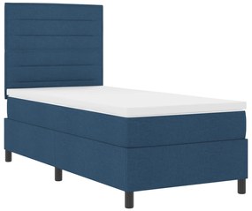 vidaXL Κρεβάτι με Στρώμα & LED Μπλε 90x200 εκ Ύφασμα