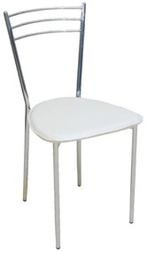 VALETTA Καρέκλα Tραπεζαρίας Κουζίνας Μέταλλο Χρώμιο, PVC Εκρού  40x47x81cm [-Χρώμιο/Εκρού-] [-Μέταλλο/PVC - PU-] ΕΜ936,1