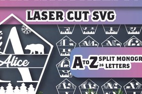 Σετ των 2 Intra απο ξύλο plywood 3mm-4mm πάχος Christmas Split Monogram Cut Δίασταση 15x15 cm INTRAFABR-105260175