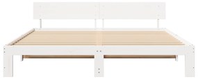 vidaXL Σκελετός Κρεβατιού με Κεφαλάρι Λευκό 180x200 εκ Μασίφ Ξύλο Πεύκου