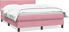 vidaXL Box Spring κρεβάτι με στρώμα ροζ 160x220 cm Βελούδινο